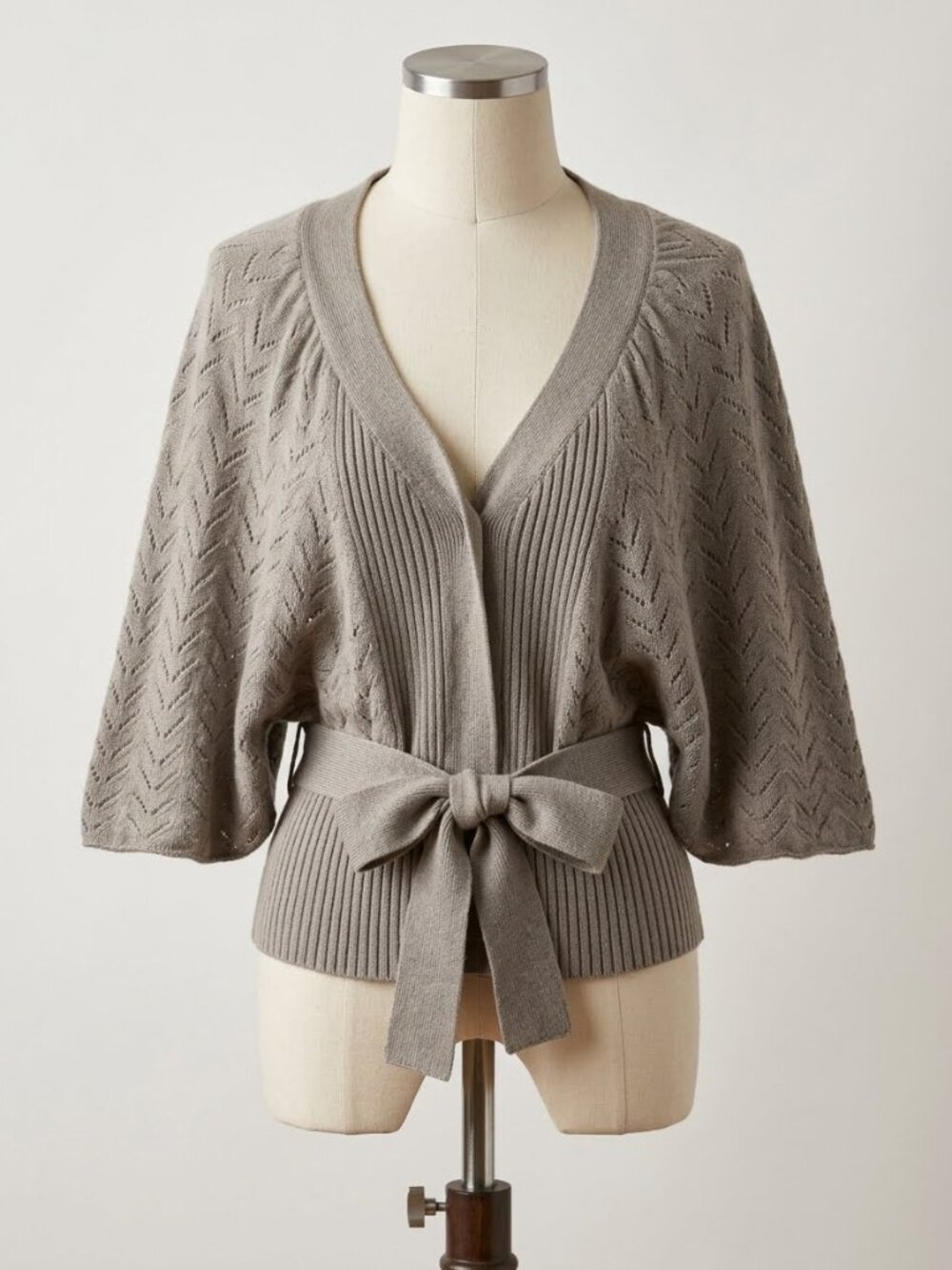 Collection eighteen Wool Rabbit Hair Pointelle Knit Kimono Style Sweater Size ML